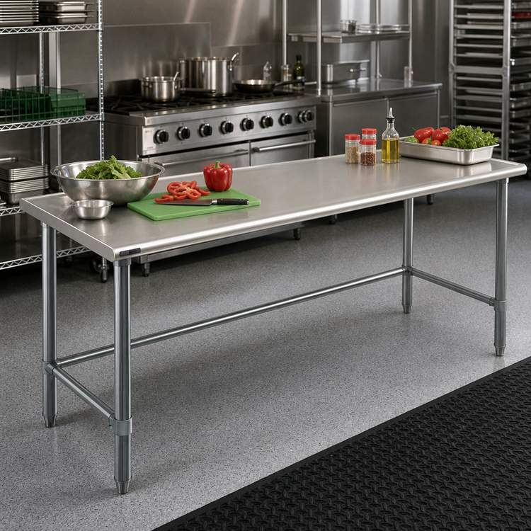 Product image #2 for Eagle Group Spec-Master 120-Inch x 24-Inch 14-Gauge Stainless Steel Work Table with Open Base