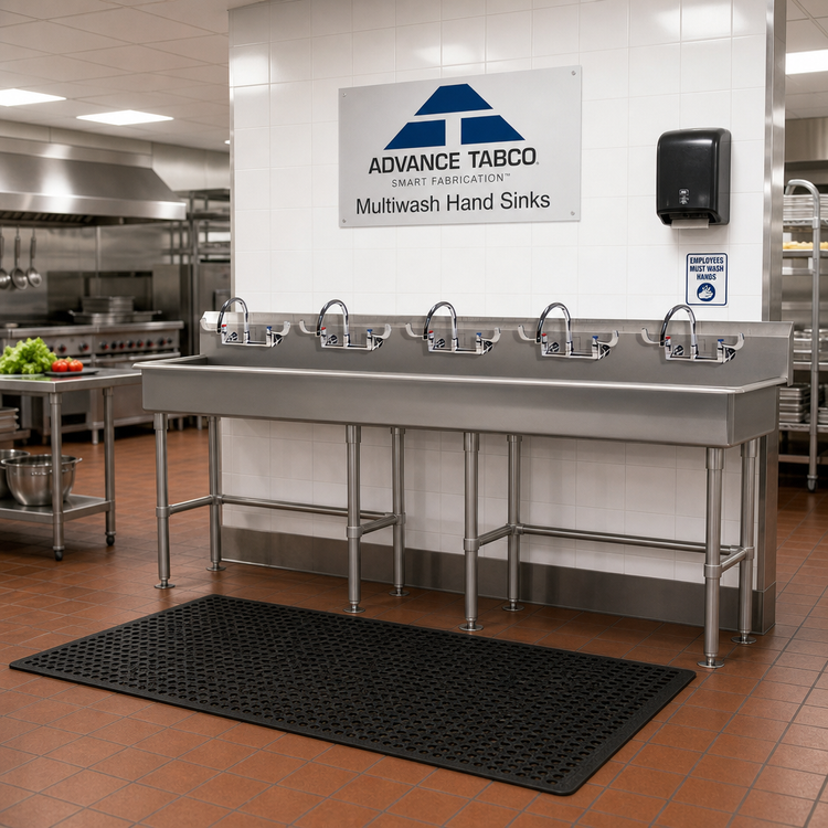 Product image #2 for Advance Tabco 100-Inch Freestanding ADA-Compliant 5-Station Multiwash Hand Sink with 5 Faucets