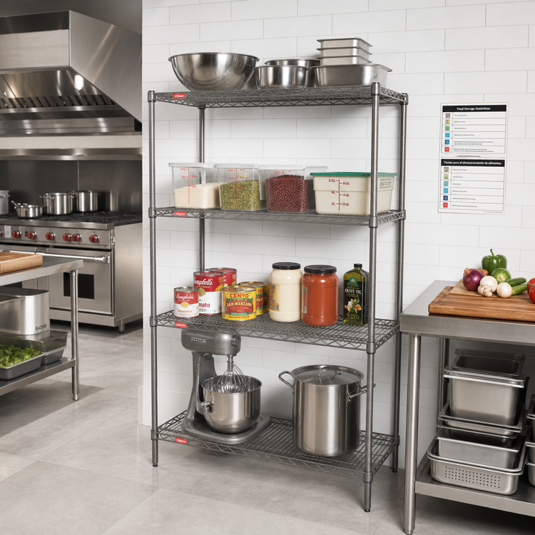 Product image #2 for Eagle Group Valu-Master 4-Tier Wire Shelving Starter Unit, 36W x 21D x 74H, Pewter Gray Epoxy Finish