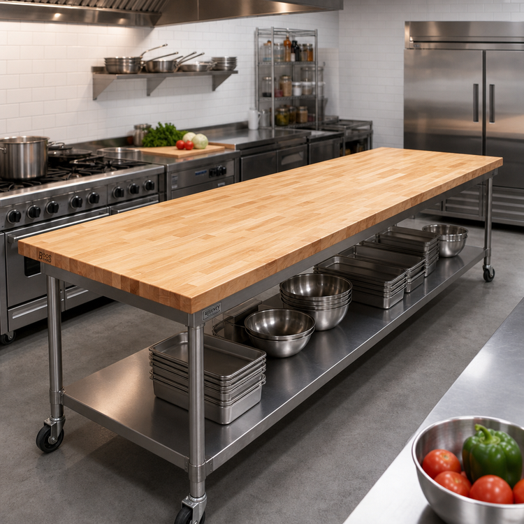 Product image #2 for John Boos 120 Inch x 30 Inch Edge Grain Laminated Northern Hard Rock Maple Work Table Top