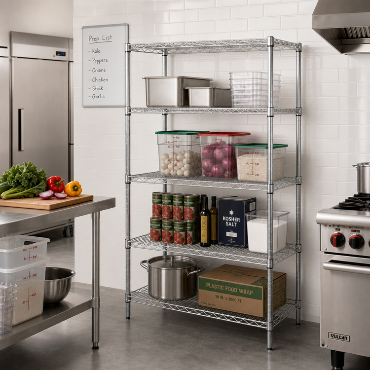 Product image #2 for Metro Super Erecta Stationary Starter Wire Shelving Unit, 24"W x 18"D x 63"H, 4 Shelves, Zinc Finish