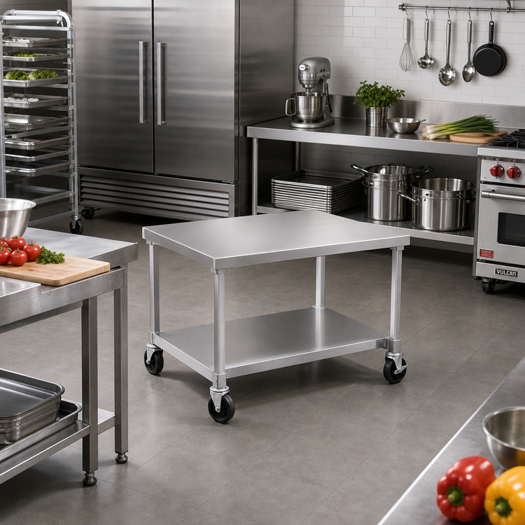 Product image #2 for New Age Mobile Aluminum Equipment Stand with 12-Gauge Top, Open Base, 36W x 30D x 24H