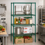 Thumbnail image #2 for Quantum WR86-2130P Wire Shelving Starter Unit, 30"W x 21"D x 86"H, 4 Shelves, Green Epoxy Finish, NSF