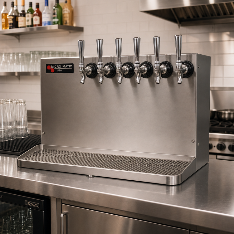 Product image #2 for Micro Matic USA Underbar Glycol-Cooled Draft Beer Dispenser with 6 Faucets and Drip Tray