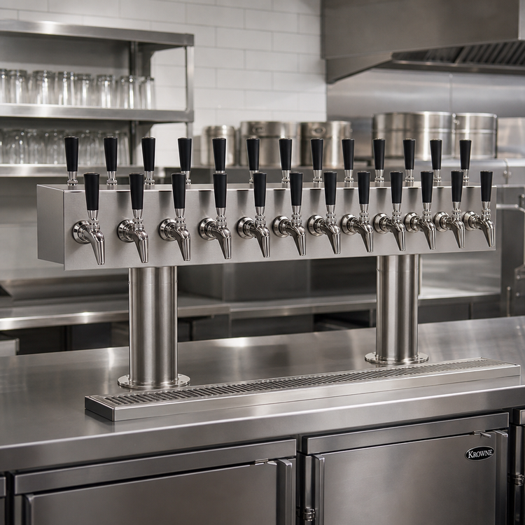 Product image #2 for Krowne Double-Sided T-Head Glycol-Cooled Beer Tower, 24-Faucet Capacity, 36-Inch Length
