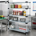 Thumbnail image #2 for Quantum WR74-2472SG Solid Shelving Starter Kit, 72"W x 24"D x 74"H, 4-Shelf Stationary, Galvanized Steel/Chrome