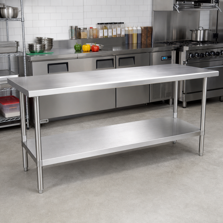 Product image #2 for 84 Inch x 30 Inch Stainless Steel Undershelf for Work Tables