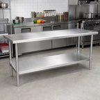 Thumbnail image #2 for Klinger's Trading SSGUD3084 84 x 30 Inch Stainless Steel Undershelf for Work Tables