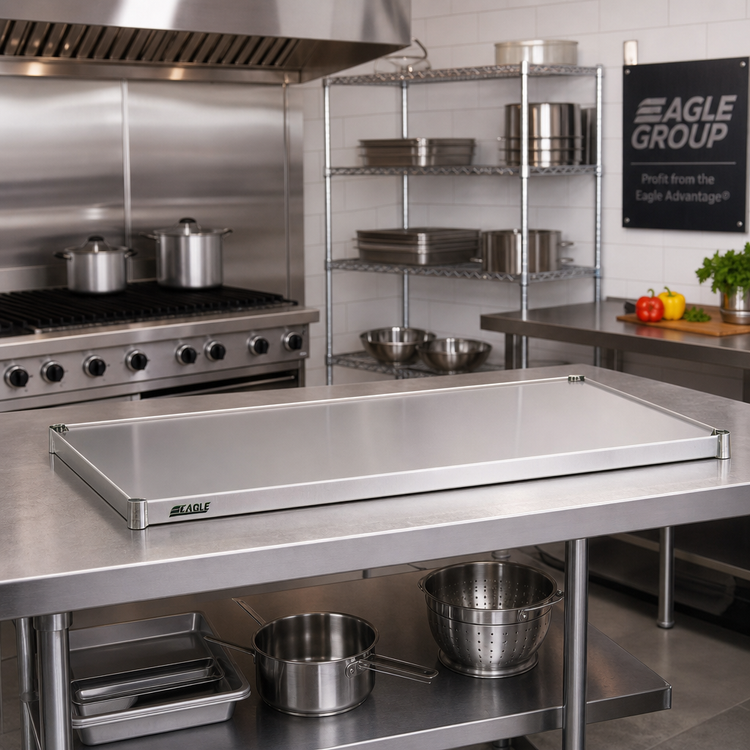 Product image #2 for Eagle Group 42 Inch x 24 Inch 18 Gauge Solid 304 Stainless Steel Shelf with Marine Edge