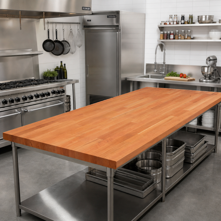 Product image #2 for John Boos Boos Block Blended Edge Grain American Cherry Kitchen Countertop, 144 x 36 x 1-1/2 Inches, Flat