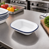 Thumbnail image #2 for American Metalcraft 8 oz. Oblong Enamelware Bowl, White with Blue Rim