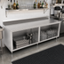 Thumbnail image #2 for John Boos 96 Inch Stainless Steel Underbar Work Table with Open Front Cabinet Base and 5-Inch Backsplash