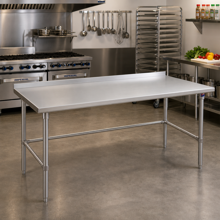 Product image #2 for John Boos Stallion 84" x 36" Stainless Steel Work Table with 1-1/2" Rear Riser and Safety Edge