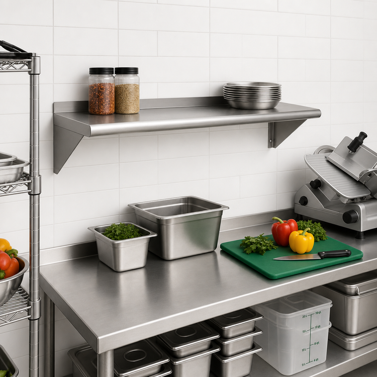 Product image #2 for Eagle Group BlendPort® 48 Inch Wall-Mounted 430 Stainless Steel Wall Shelf