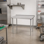 Thumbnail image #2 for John Boos Stallion ST6R1.5-2448SBK 48" x 24" Stainless Steel Work Table, 16-Gauge 300-Series Top, Open Base, 1-1/2" Backsplash