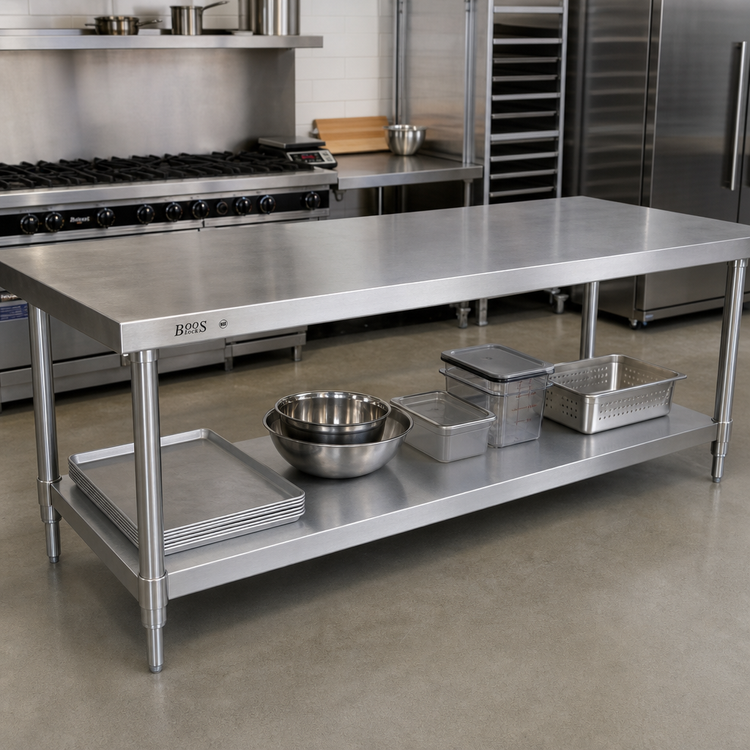 Product image #2 for John Boos Galvanized Work Table Undershelf, 108 x 36 Inches