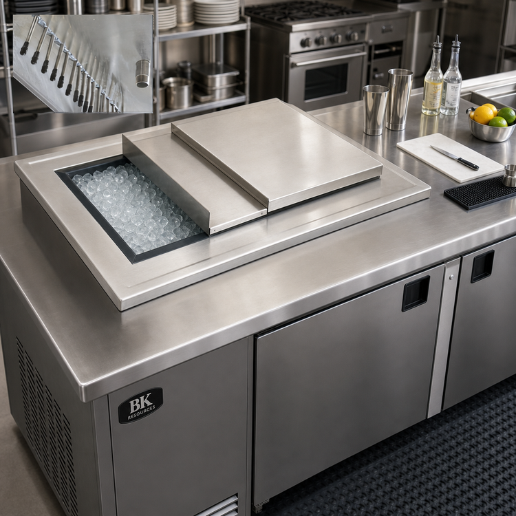Product image #2 for BK Resources 28 Inch x 20 Inch Drop-In Ice Bin with 8-Circuit Cold Plate