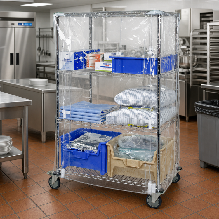 Product image #2 for Quantum 10-Gauge Clear Vinyl Wire Cart Cover with Velcro Flap, 24 x 48 x 63 Inches