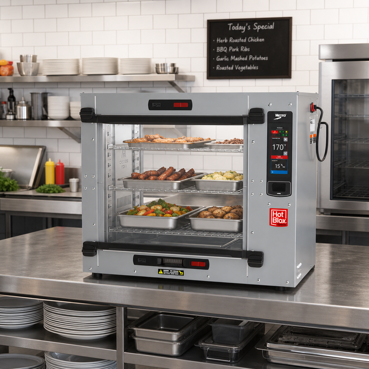 Product image #3 for Metro HotBlox Xpress S6 Quick-Access Pass-Thru Countertop Hot Food Holding Cabinet, Touchscreen Controls