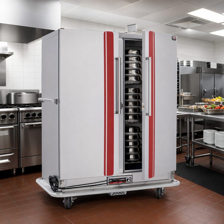 Product image #2 for EnduraHeat BR120 Electric Heat Retention Banquet Cart, 120 Covered Plate Capacity, Double Door, Stainless Steel