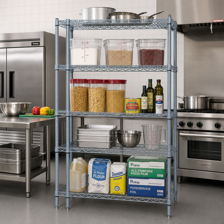 Product image #2 for Quantum Gray Epoxy Wire Shelving Starter Kit, 42 x 18 x 74 Inches, 5 Shelves