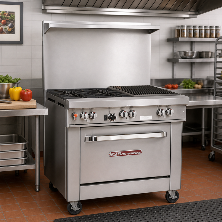 Product image #2 for Southbend Ultimate 36-Inch Gas Restaurant Range with 2 Non-Clog Burners, 24-Inch Charbroiler and Convection Oven
