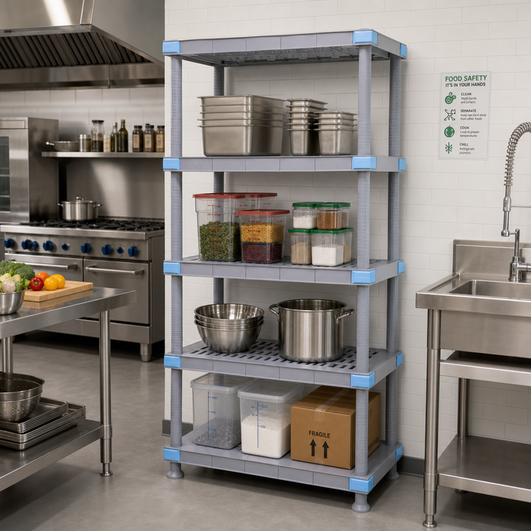 Product image #2 for Quantum Millenia Gray Polymer Starter Shelving Unit, 42"W x 21"D x 62"H, 2000 lb Capacity