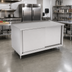 Thumbnail image #2 for John Boos 72-Inch x 36-Inch Enclosed Stainless Steel Work Table with Sliding Doors and 1-1/2-Inch Rear Riser
