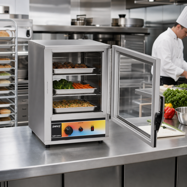 Product image #2 for Panco Half-Size Narrow Heated Holding Cabinet with Polycarbonate Window, Non-Insulated