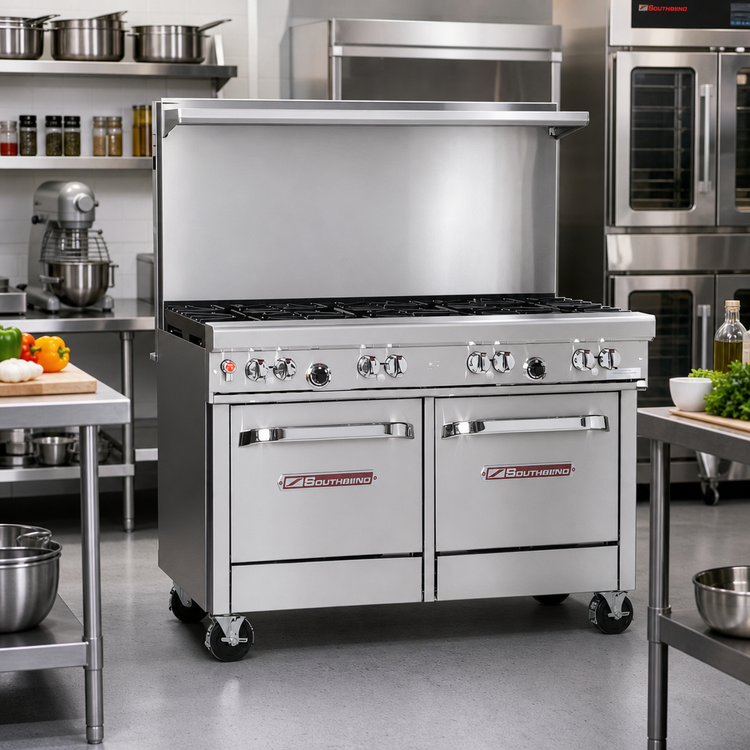 Product image #2 for Ultimate 48-Inch Commercial Gas Range with 7 Open Burners, Standard Oven, and Cabinet Base