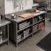 Thumbnail image #2 for John Boos Open Front Enclosed Base Work Table, 108 x 24 Inch, 16-Gauge Stainless Steel Top, 5-Inch Backsplash