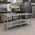 Thumbnail image #2 for Advance Tabco 144-Inch x 24-Inch Flat Top Work Table with 304 Stainless Steel Top, Galvanized Legs, and Adjustable Undershelf