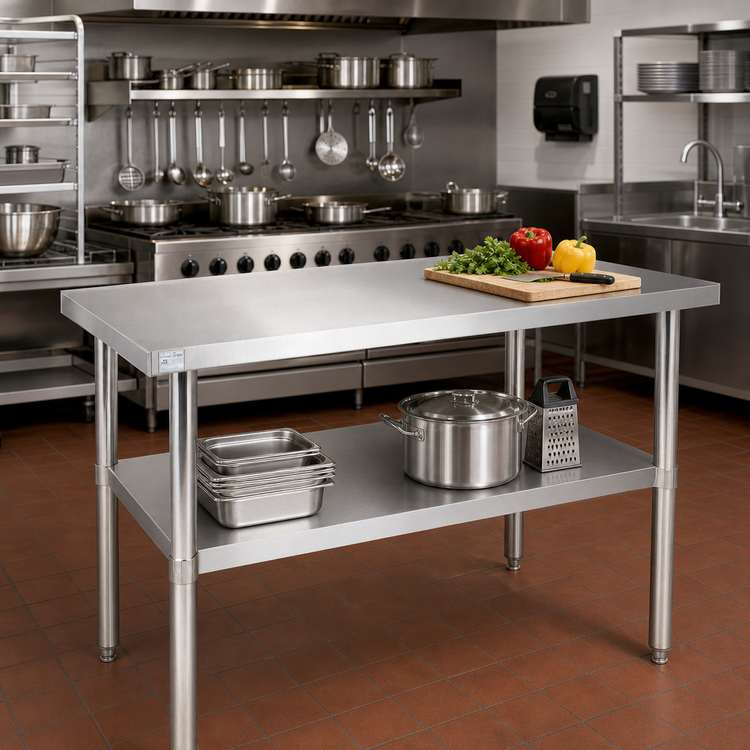 Product image #2 for 60-Inch x 30-Inch x 36-Inch Heavy-Duty 16-Gauge 430 Stainless Steel Work Table with Undershelf