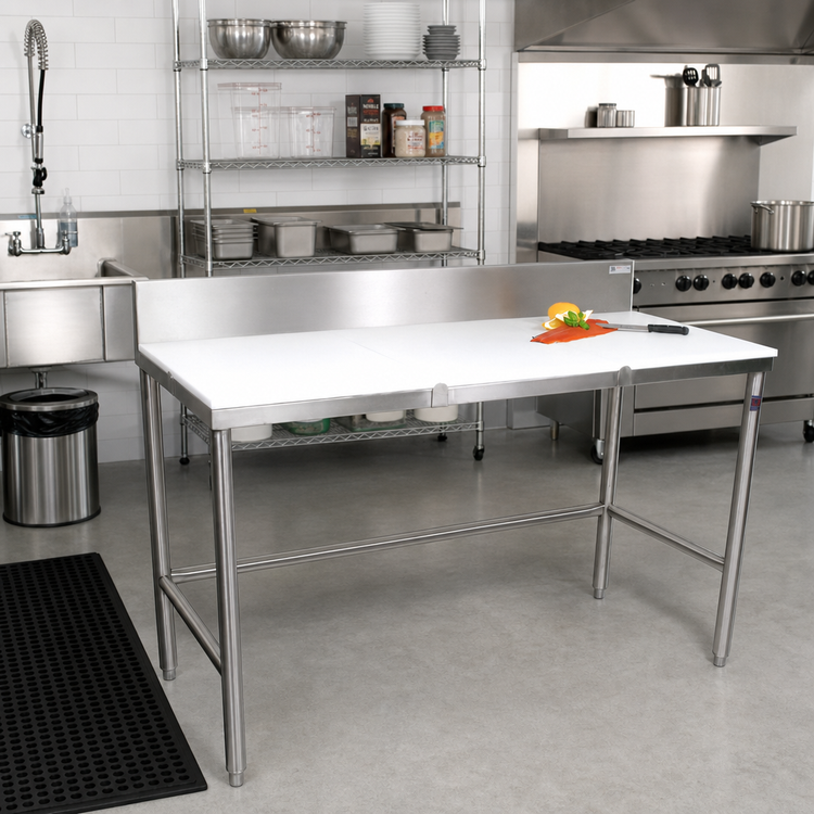 Product image #2 for John Boos 60" x 30" Reversible Poly Top Trimming Table with 6" Removable Backsplash