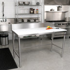 Thumbnail image #2 for John Boos TC010 60" x 30" Reversible Poly Top Trimming Table with 6" Removable Backsplash and Stainless Steel Base