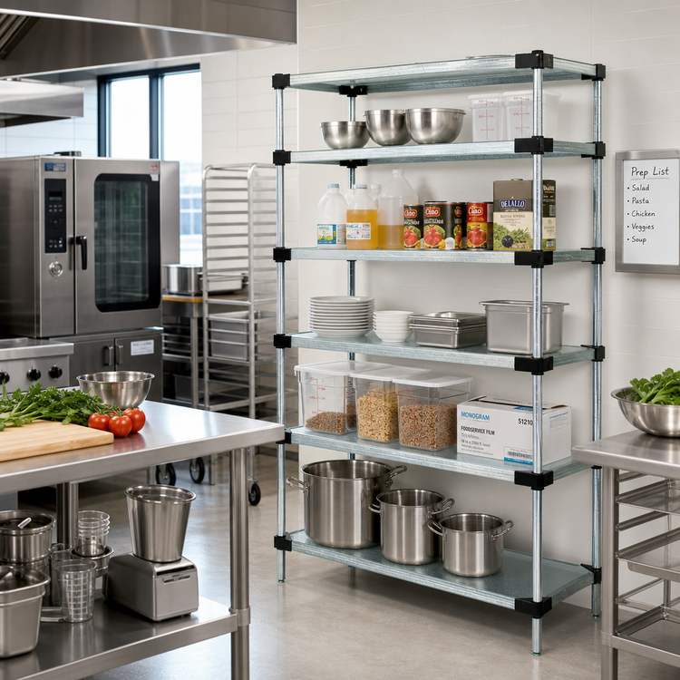 Product image #2 for Quantum Solid Shelving Starter Kit, 54"W x 18"D x 86"H, 5 Shelves