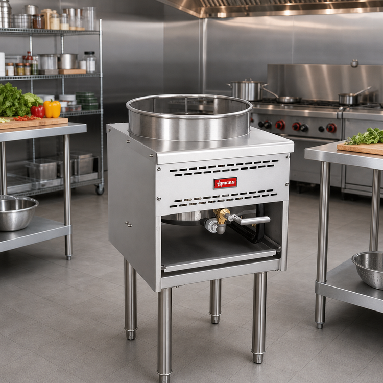 Product image #2 for Omcan 16-Inch Natural Gas Single-Bowl Wok Range, 125,000 BTU