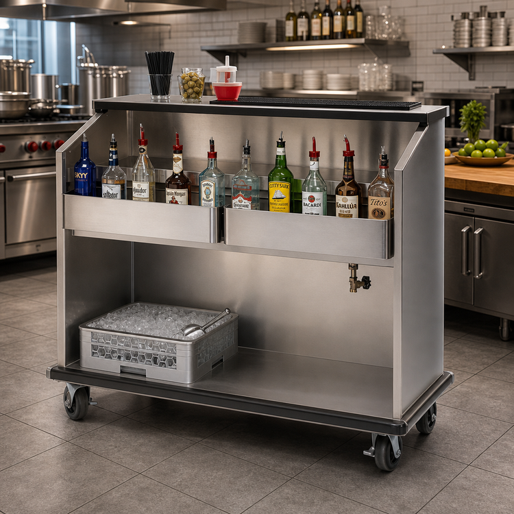 Product image #3 for Advance Tabco AMS-5B 62 1/4-Inch Portable Bar with Stainless Steel Bartender Side and Ice Bin