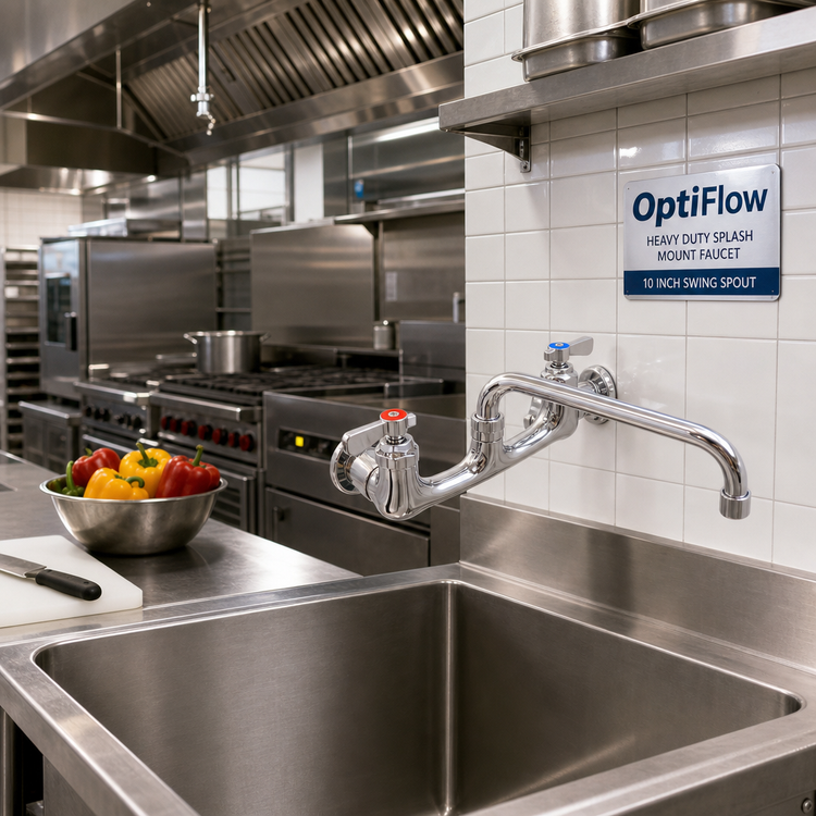 Product image #2 for OptiFlow Heavy Duty Splash Mount Faucet with 10 Inch Swing Spout