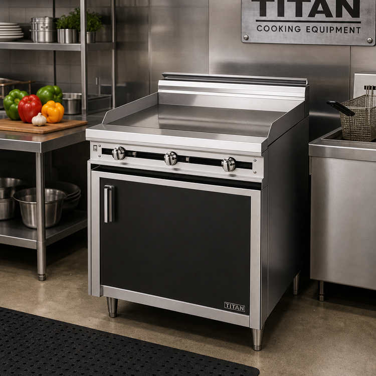 Product image #2 for Titan JTRH-36G 36-Inch Heavy Duty Gas Griddle Range with Cabinet Base and Manual Controls