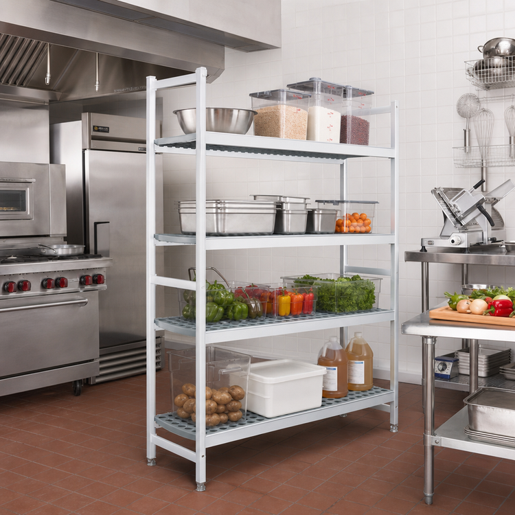 Product image #2 for Fermostock 4-Tier Starter Shelving Unit with Removable Polymer Inserts, 31 W x 22 D x 71 H Inches