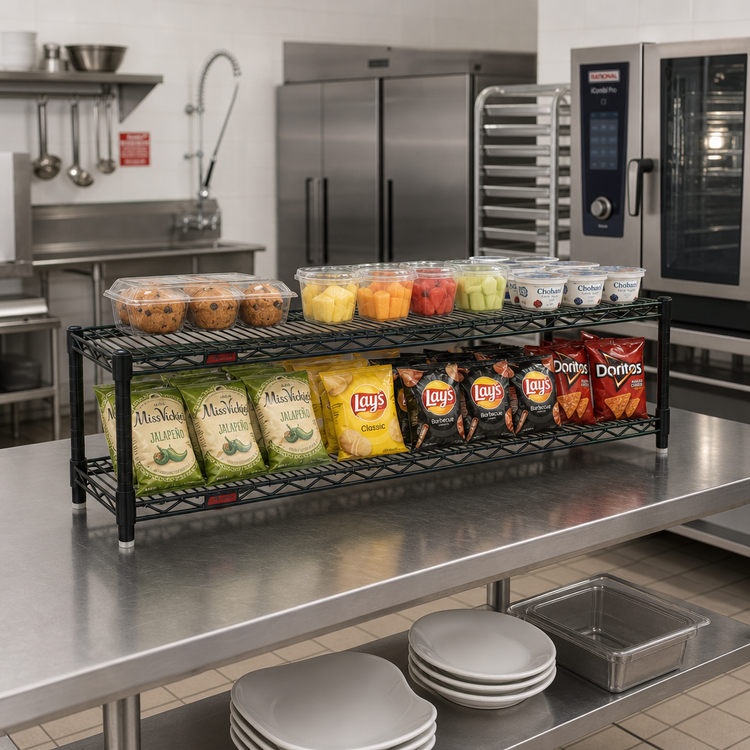 Product image #2 for QuadTruss 2-Tier Front Case Merchandise Wire Shelving Unit, 42 x 14 x 14 Inches