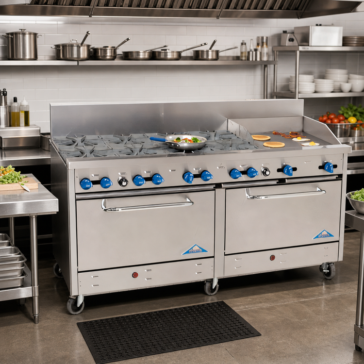 Product image #2 for Comstock-Castle 72-Inch Commercial Gas Range with 8 Star Burners, 24-Inch Griddle, and 2 Ovens