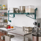 Thumbnail image #2 for Quantum WC14-CB2442P Wall-Mount Cantilever Single-Shelf Wire Shelving Unit, 42 x 24 Inch, 14-Inch Posts, Green Epoxy