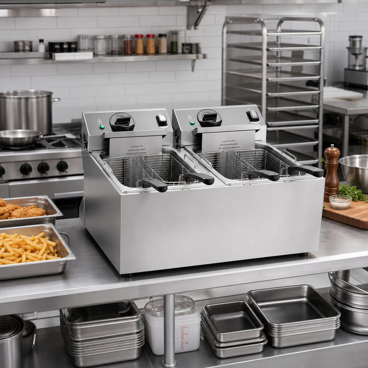 Product image #2 for Vollrath Countertop Double-Well Electric Deep Fryer, 10 lb Capacity Per Well, 120V