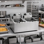 Thumbnail image #2 for Vollrath CF2-1800DUAL-C Countertop Double-Well Electric Deep Fryer, 10 lb Capacity Per Well, Thermostatic, Stainless Steel, 120V