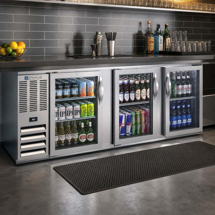 Product image #2 for Beverage-Air 94-Inch Three-Section Food-Rated Back Bar Refrigerator with Glass Doors