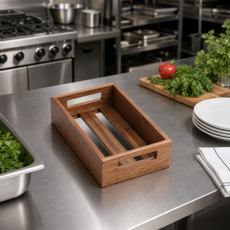Product image #3 for American Metalcraft Rectangular Acacia Wooden Serving Crate
