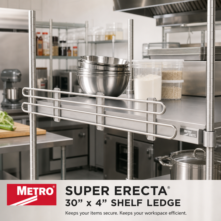 Product image #2 for Metro Super Erecta 30-Inch x 4-Inch Stainless Steel Shelf Ledge for Solid Shelving