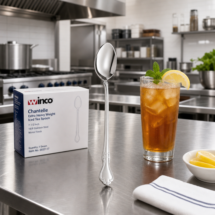 Product image #3 for Winco Chantelle Extra Heavy Weight Iced Tea Spoon, 7-1/2 Inch, 18/8 Stainless Steel, Mirror Finish